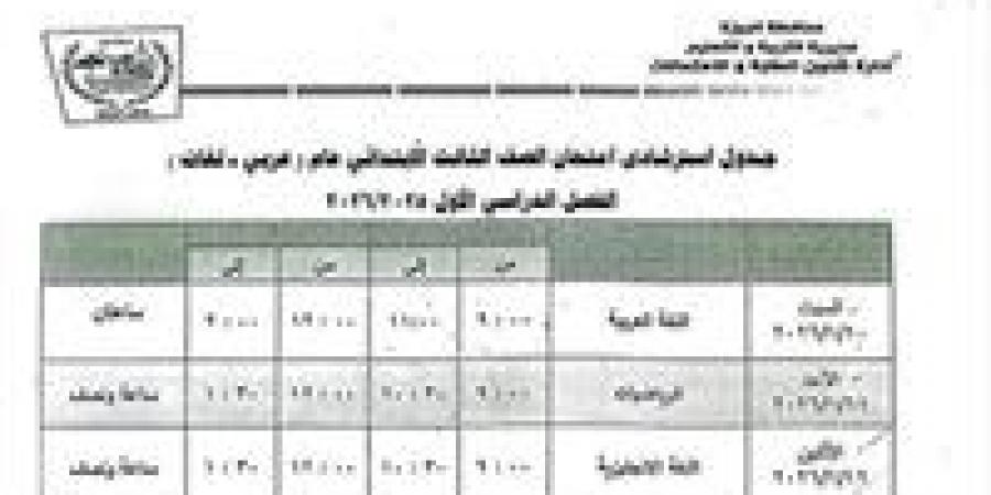 اعرف
      إمتى
      امتحانك..
      جدول
      امتحانات
      الفصل
      الدراسي
      الأول
      2026
      بالجيزة
      كامل
