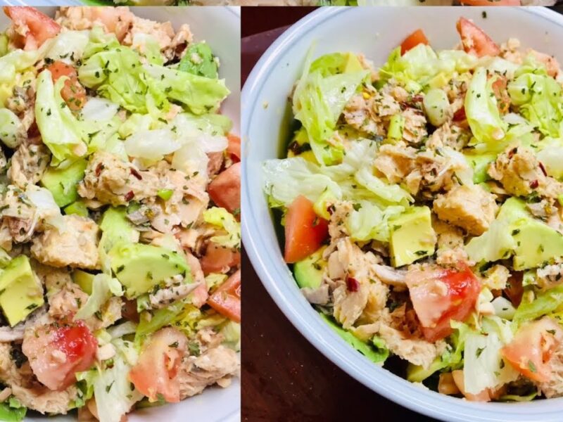 طريقة عمل سلطة التونة مع الخضار الطازج وصوص ليمون يجنن