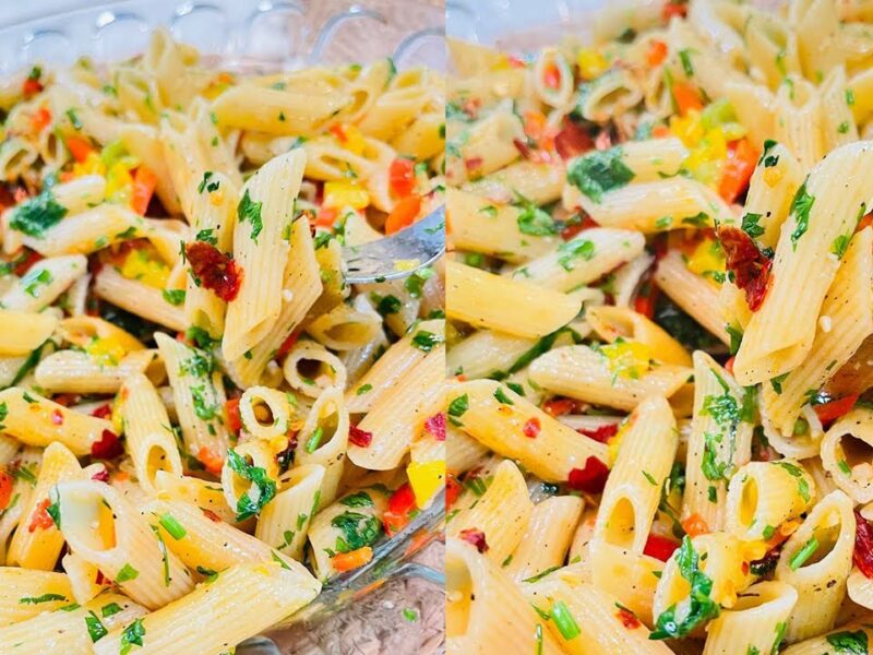 طريقة عمل مكرونة بالثوم والزيت بطعم إيطالي بسيط